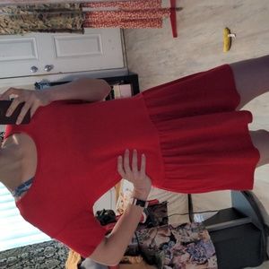 SOFTEST drop waist oversized red midi dress